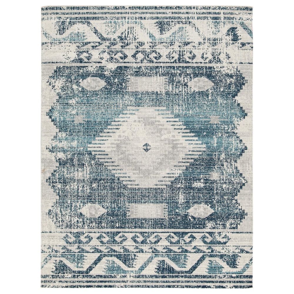 Ashley Daddridge 5" x 7" Blue, Gray and Ivory Outdoor Rug, , large