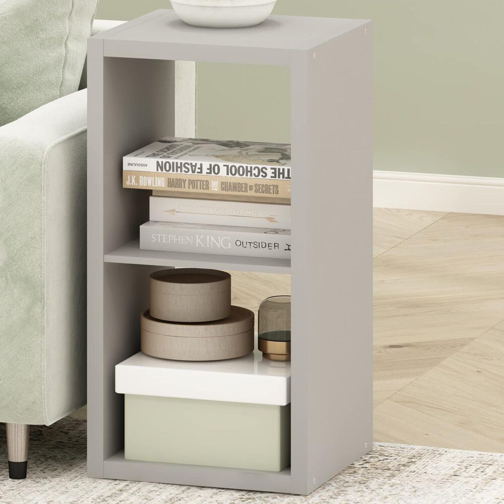 HOMLUX 2-Cube Reversible Open Back Bookshelf in Light Grey, , large