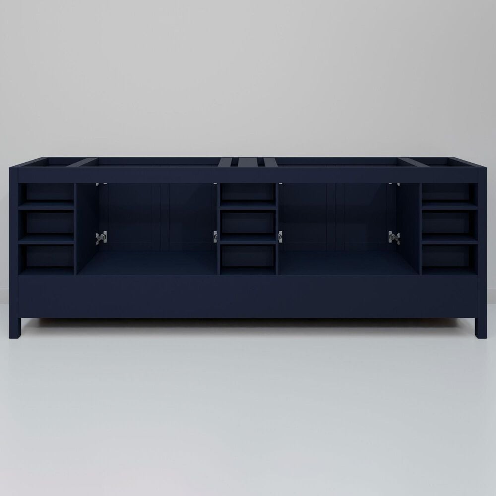 Lexora Home Jacques 84" Double Bathroom Vanity in Navy Blue with 2 cm White Quartz Top and Rectangular Sinks, , large