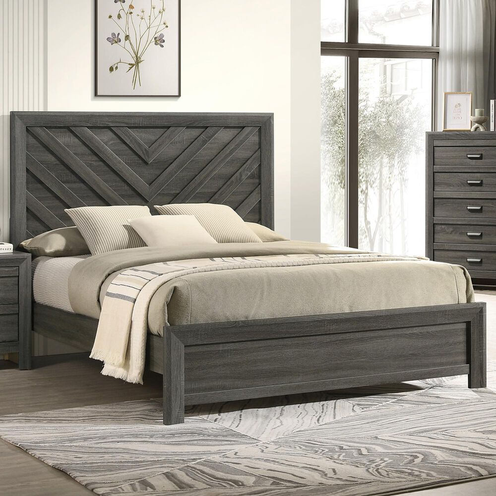 Crown Mark Valor Queen Panel Bed in Grey, , large