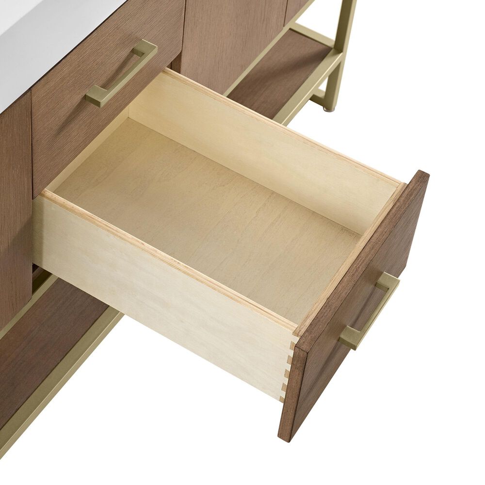 37B Mauri 60" Double Bathroom Vanity with Metal Base in Walnut Drift with High-Profile 4" White Composite Stone Top, , large