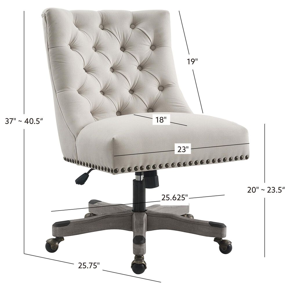 Linon Home Decor Della Office Chair with Natural Cushion in Gray Wash, , large