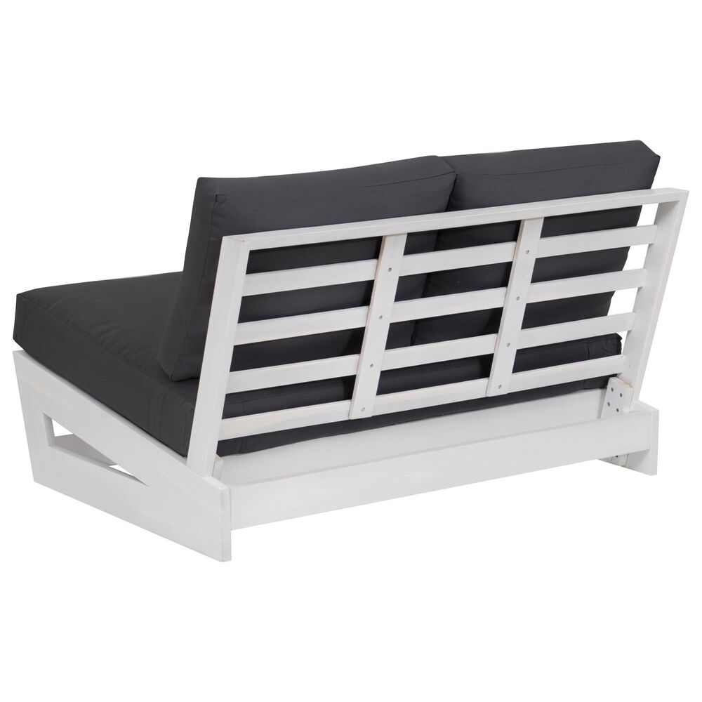 Linon Home Decor Silbury Outdoor Bench with Grey Cushion in White, , large