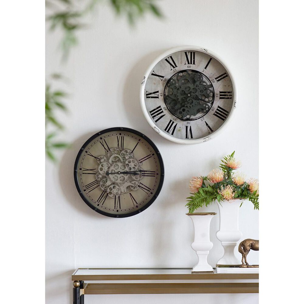 A&amp;B Home Roman Numeral Gear Wall Clock in Black, , large