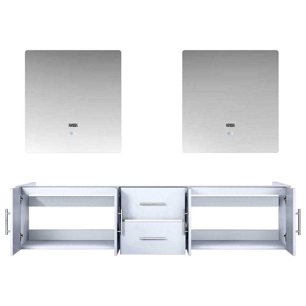 Lexora Home Geneva 80&quot; Double Bathroom Vanity Cabinet Only in Glossy White and 30&quot; LED Mirrors, , large