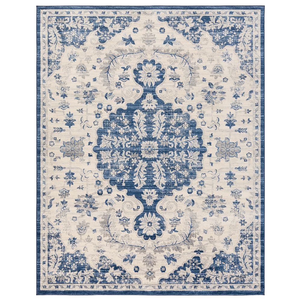 Surya Monaco MOC-2322 7'9" x 10'3" Navy, Cream and Silver Gray Area Rug, , large