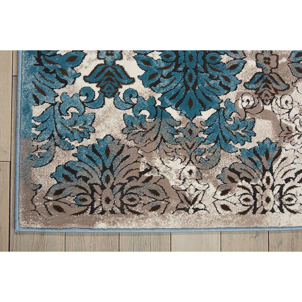 Nourison Karma KRM05 5&#39;3&quot; x 7&#39;4&quot; Ivory and Blue Area Rug, , large