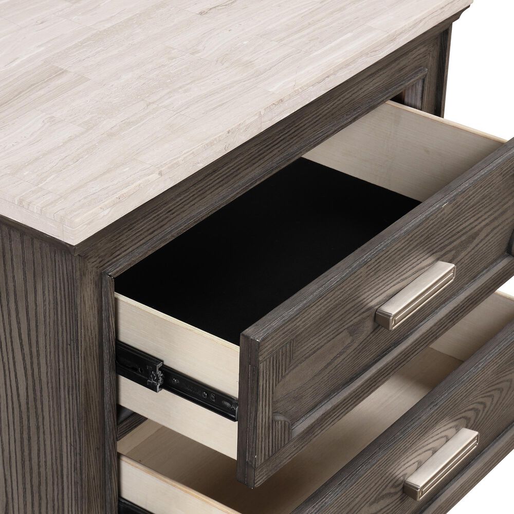 New Heritage Design Lisbon 2-Drawer Nightstand in Gray and White, , large
