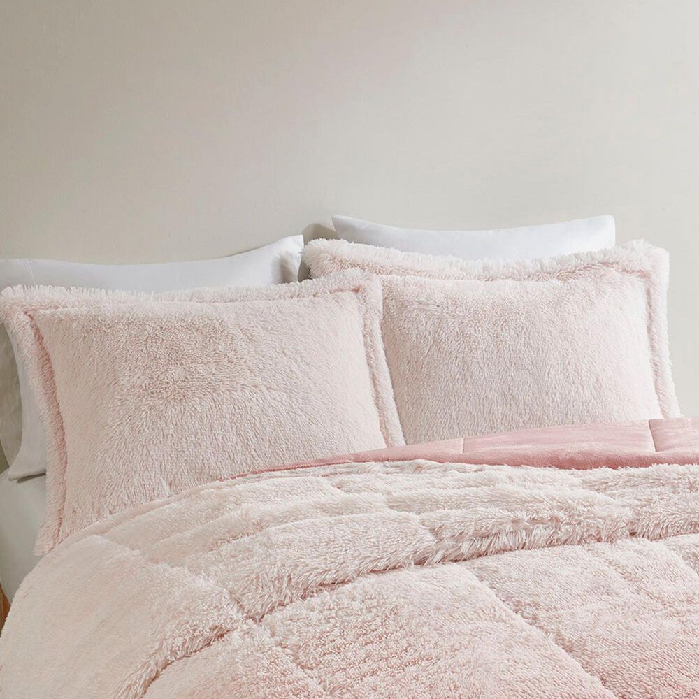Hampton Park Brielle Ombre 2-Piece Twin/Twin XL Shaggy Long Fur Comforter Mini Set in Blush, , large