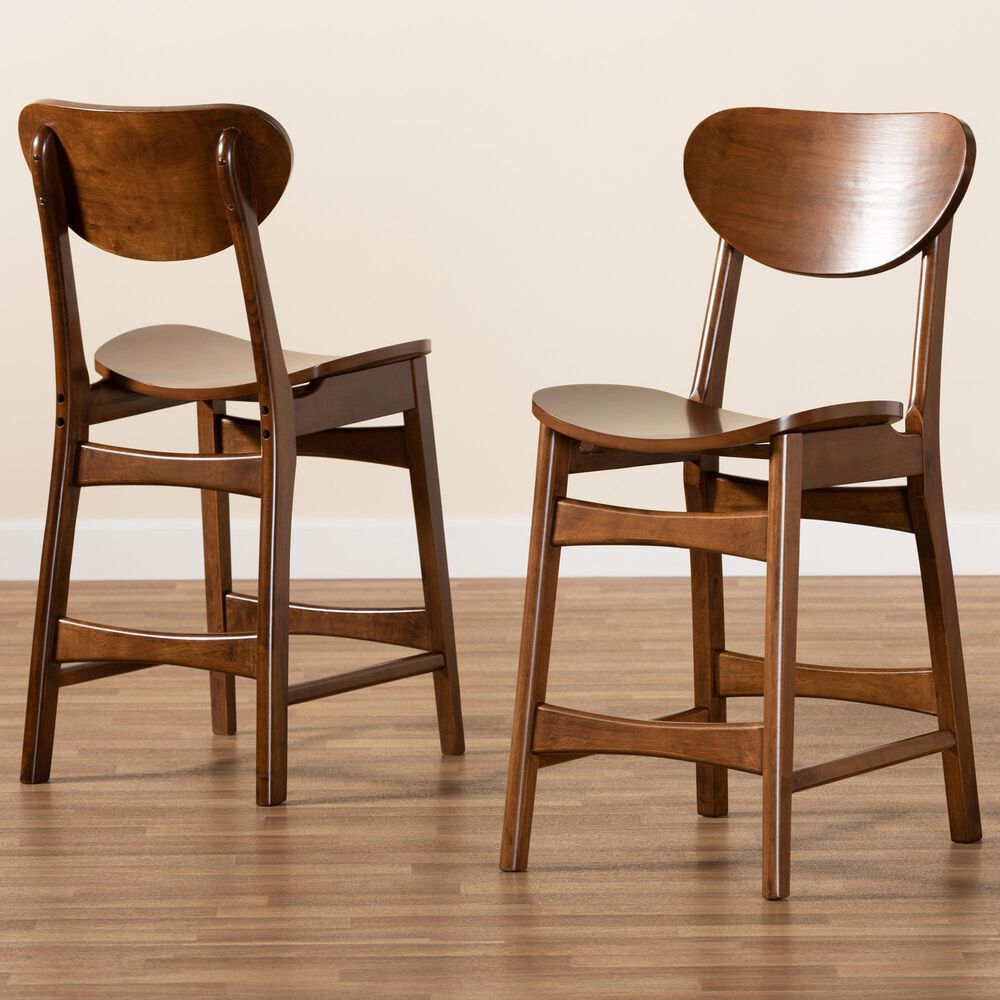 Baxton Studio Katya Counter Stool in Walnut Brown (Set of 2), , large