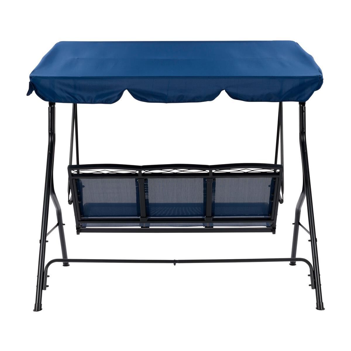 CorLiving 3 Seat Patio Swing with Canopy in Navy Blue NFM