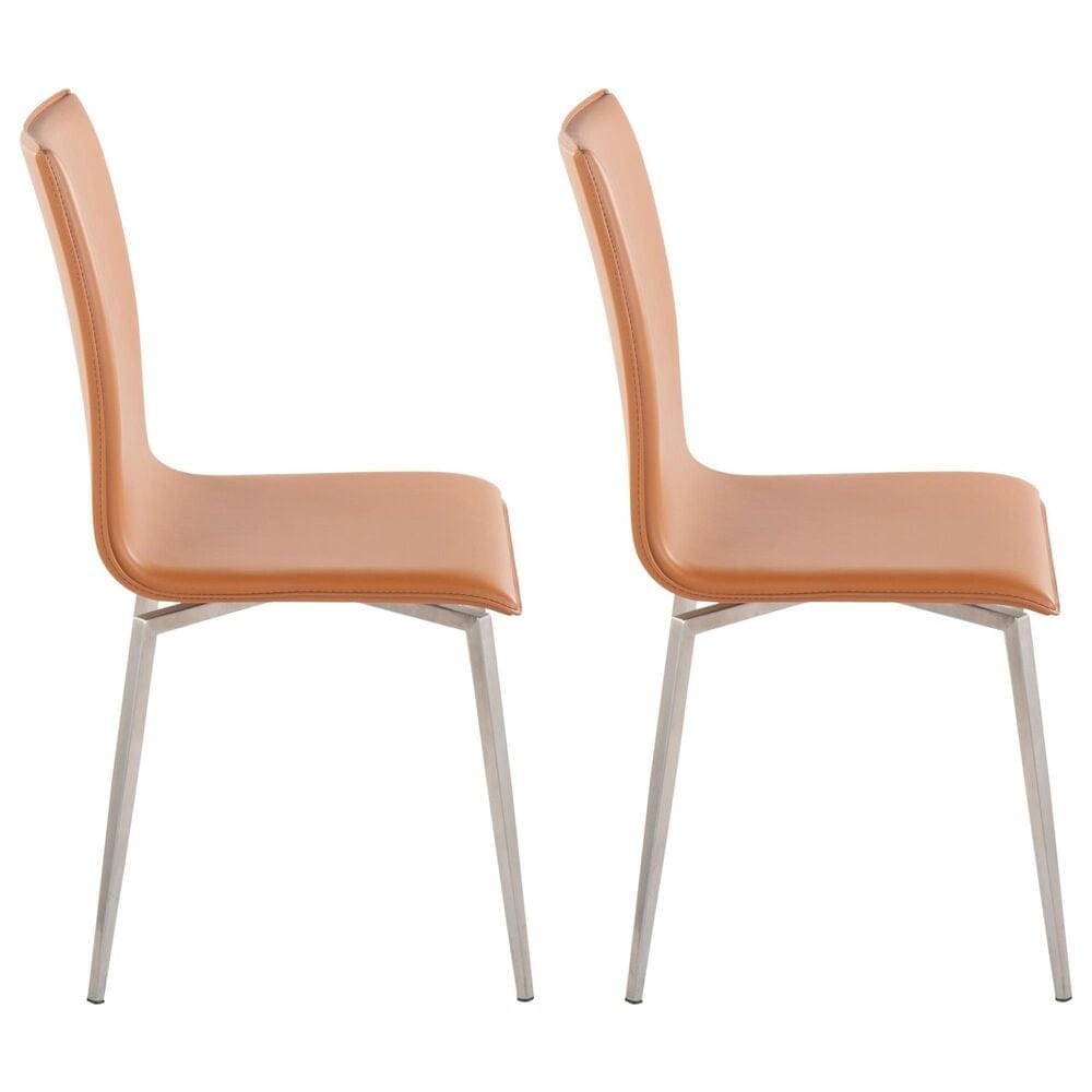 Lumisource Mason Swivel Side Chair with Camel Upholstered in Brushed Stainless Steel &#40;Set of 2&#41;, , large