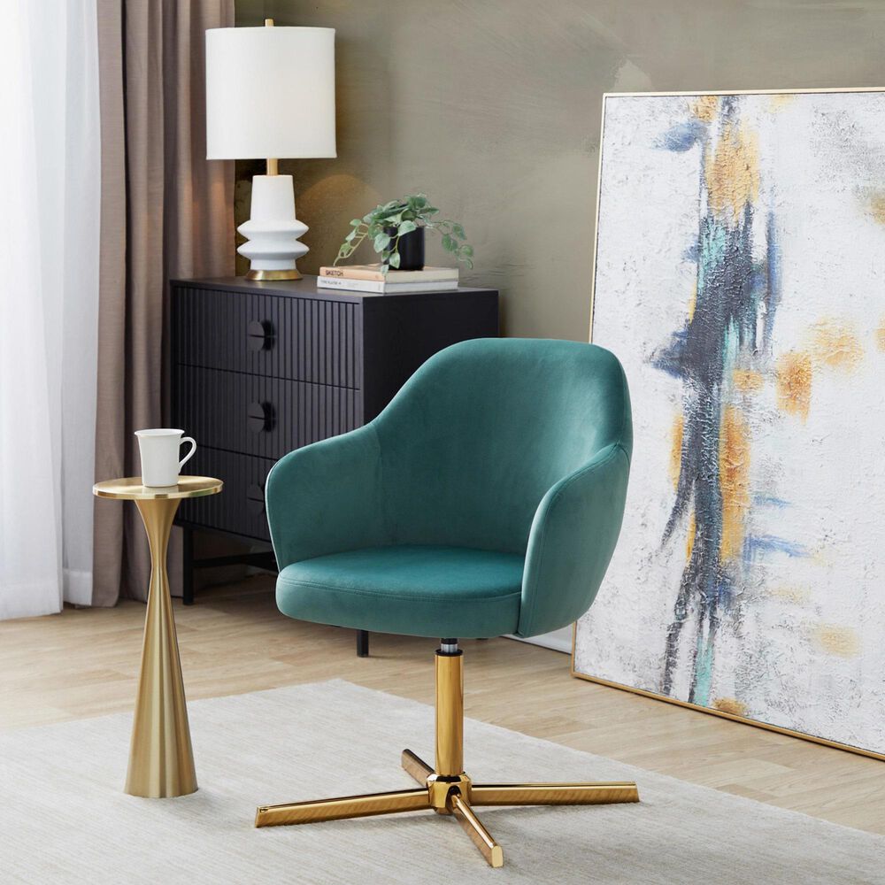 Lumisource Buena Swivel Accent Chair in Green, , large