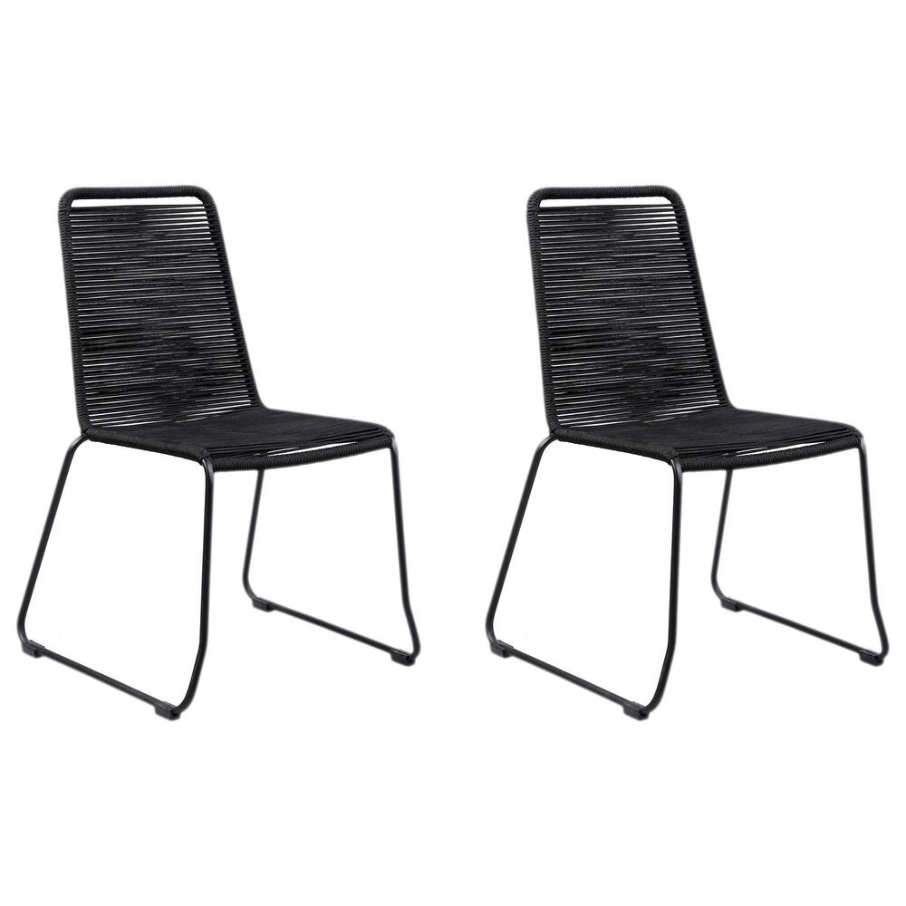 Blue River Shasta Outdoor Dining Chair with Rope Seat in Black (Set of 2), , large