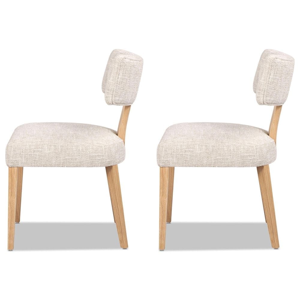Jennifer Taylor Home Louise Side Chair with Travertine Beige Cushion in White Washed and Natural (Set of 2), , large