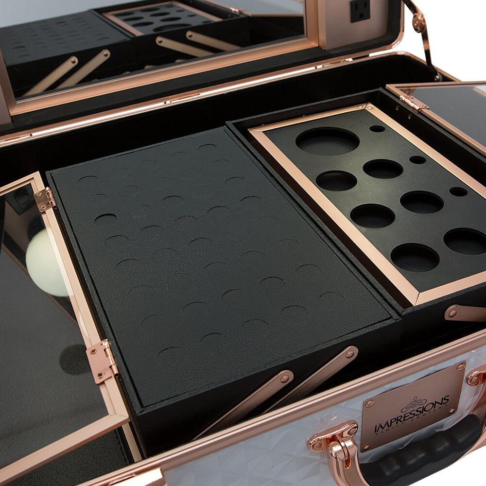Impressions Vanity SlayCase Vanity Case with Stand in White and Rose Gold Studded, , large