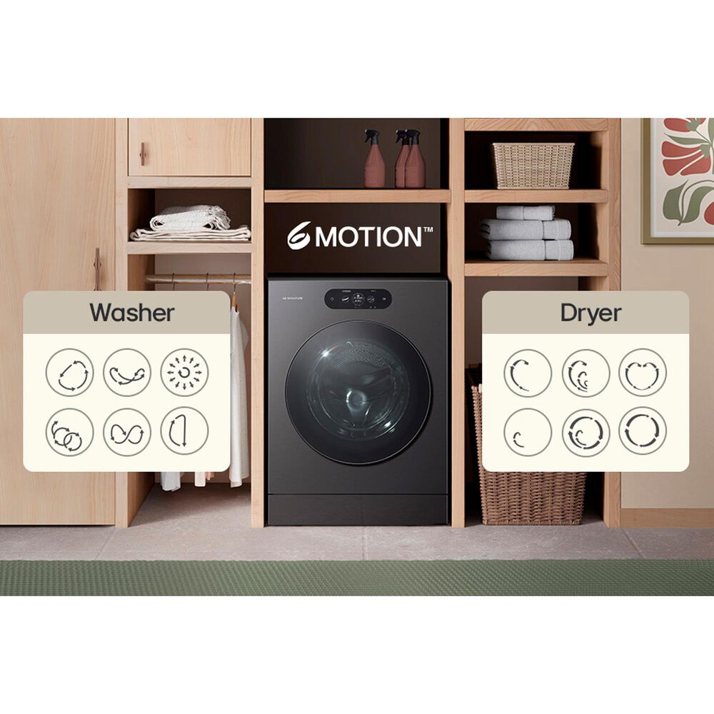LG Studio 5.8 Cu. Ft. Smart Front Load All-In-One Washer and Dryer Combo in Brushed Black Steel, , large
