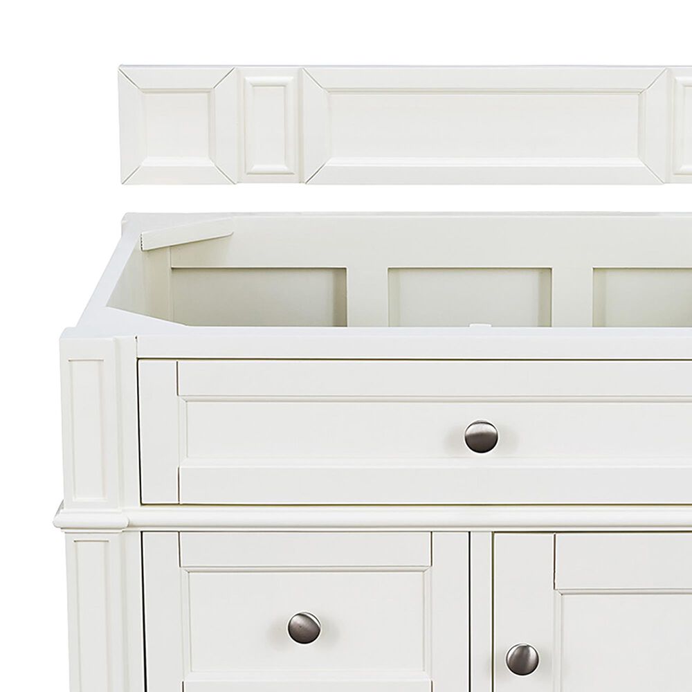 James Martin Vanities Brittany 30&quot; Single Bathroom Vanity in Bright White with 3 cm Ethereal Noctis Quartz Top and Rectangle Sink, , large