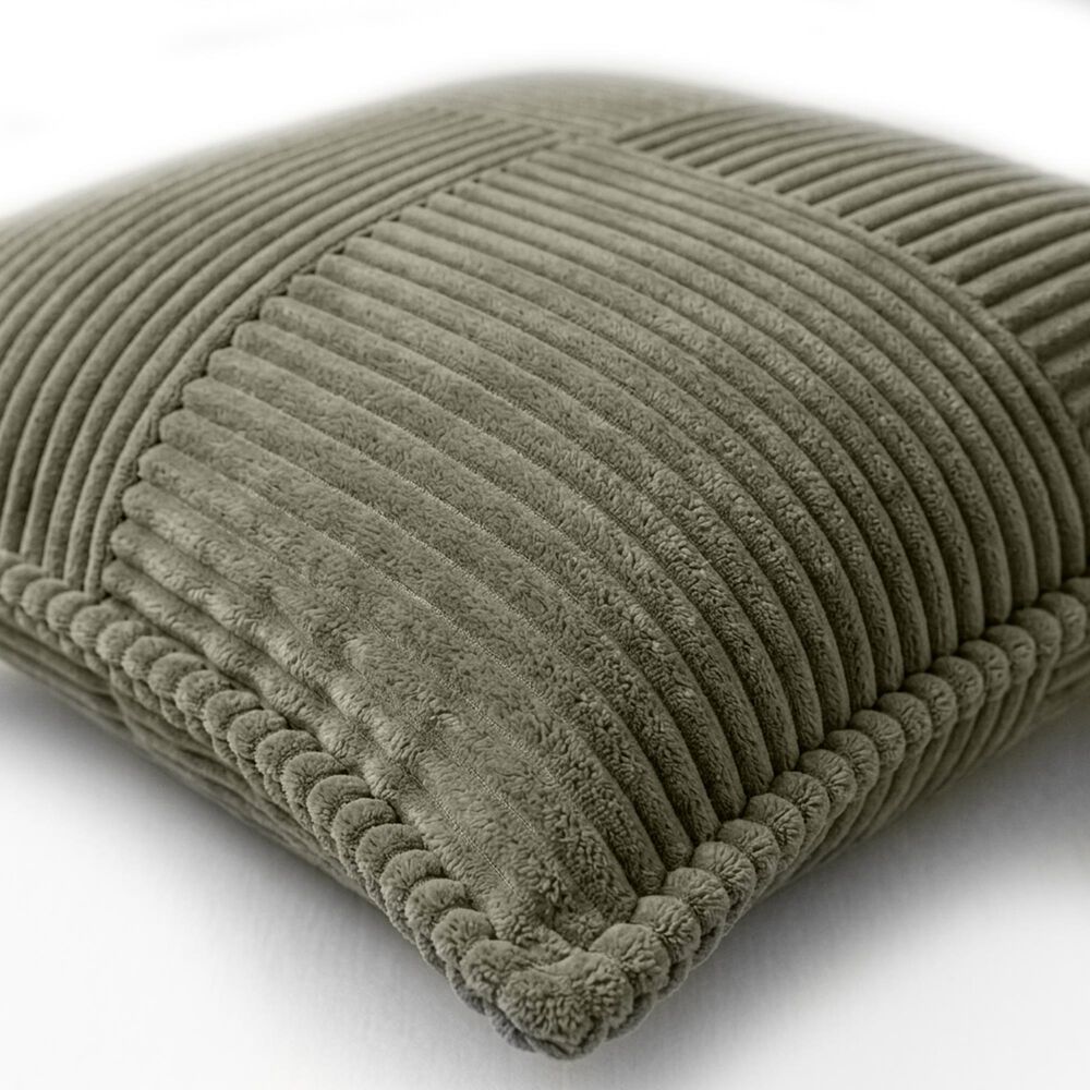 Chanasaya 20" Square Textured Patchwork Throw Pillow in Green, , large