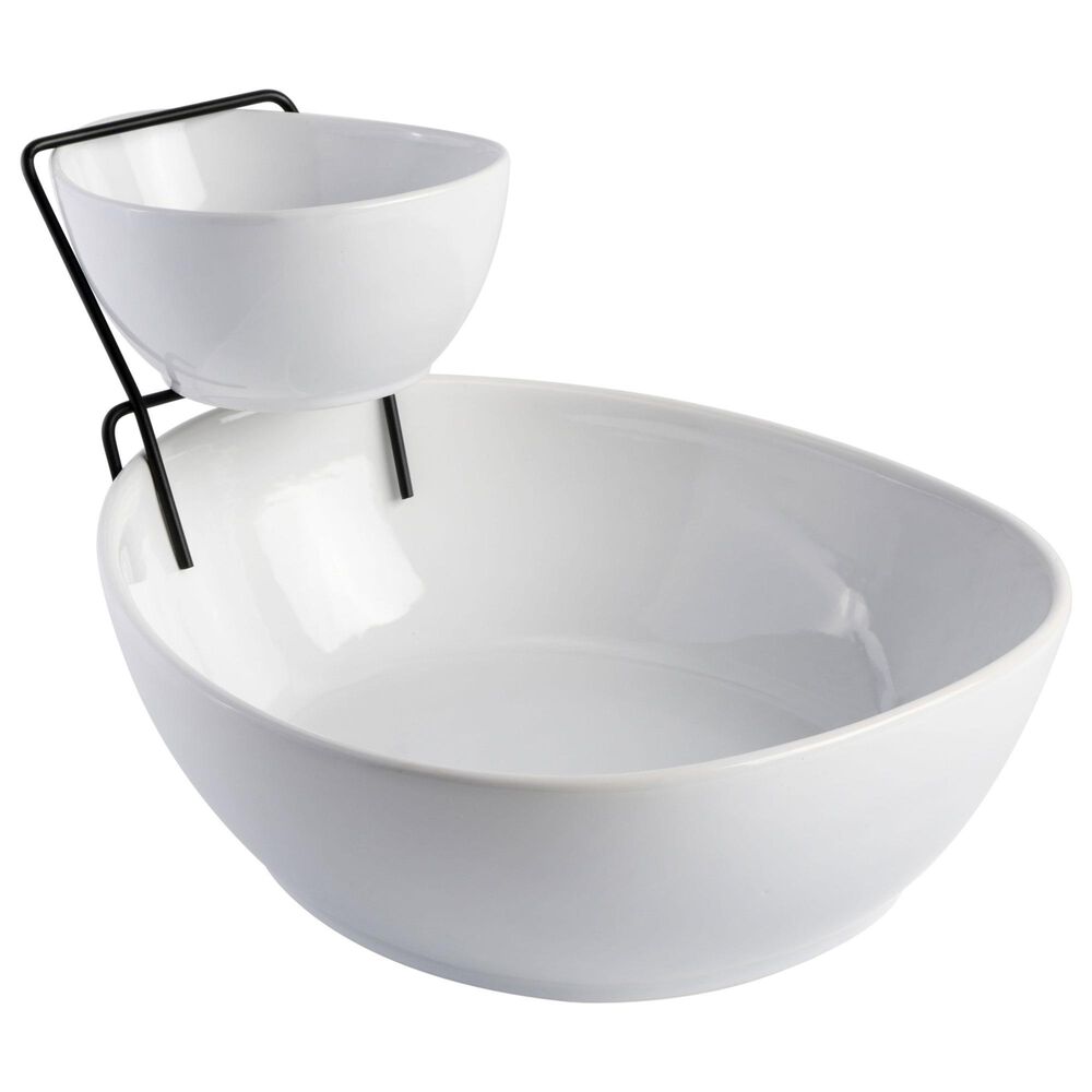 Gibson Home Gracious Dining 2-Tier Chip and Dip Server Set in White, , large