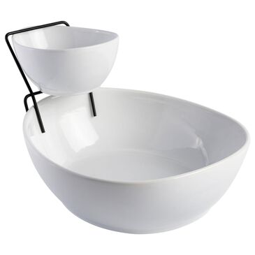 Gibson Home Gracious Dining 2-Tier Chip and Dip Server Set in White, , large