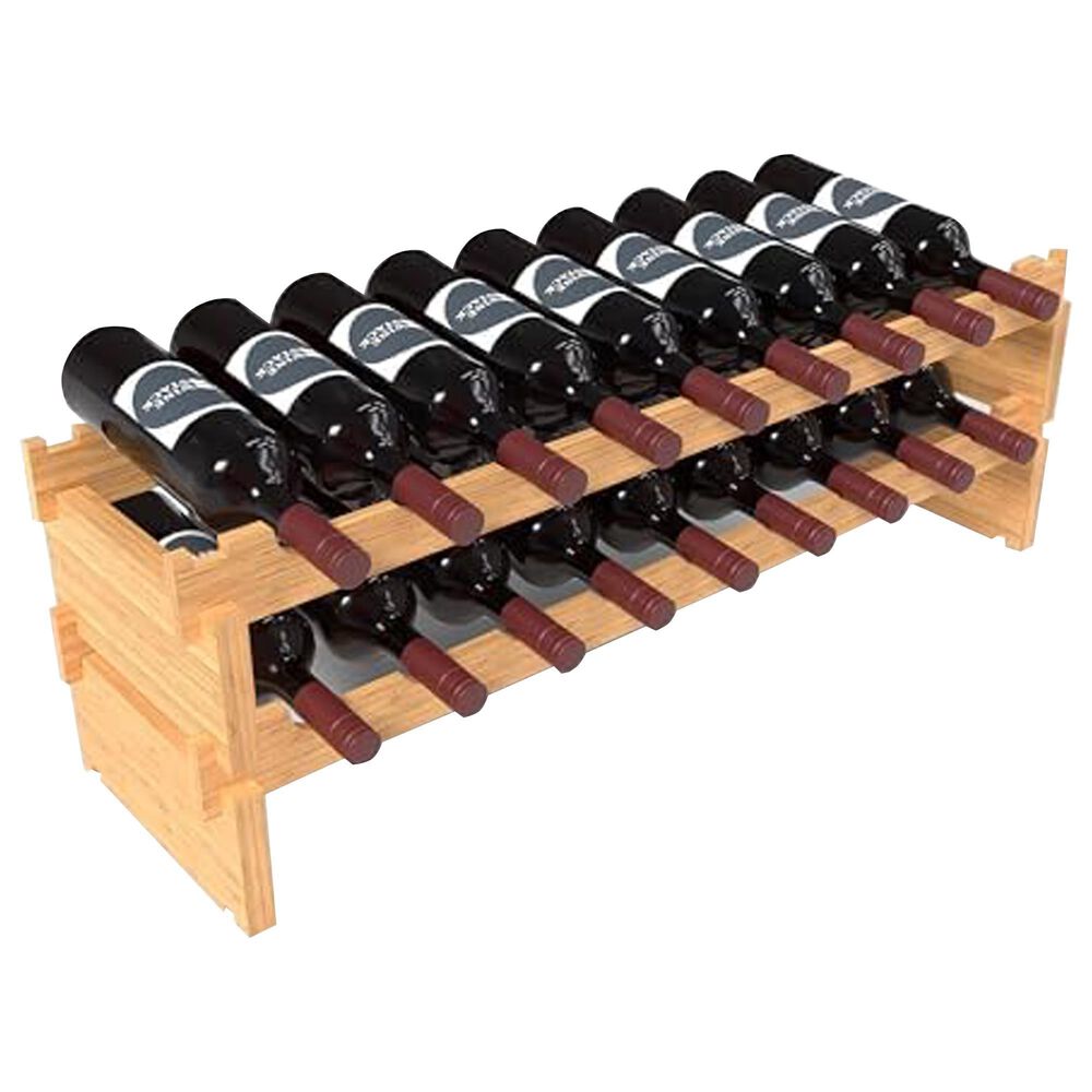 HOMLUX 18-Bottle Bamboo Stackable Modular Wine Rack in Natural, , large