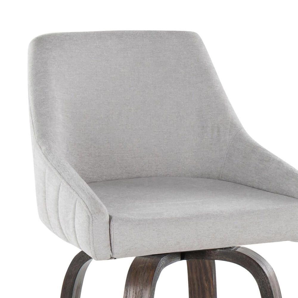 LumiSource Hannah Swivel Bar Stool with Grey Fabric Upholstery in Walnut and Black (Set of 2), , large