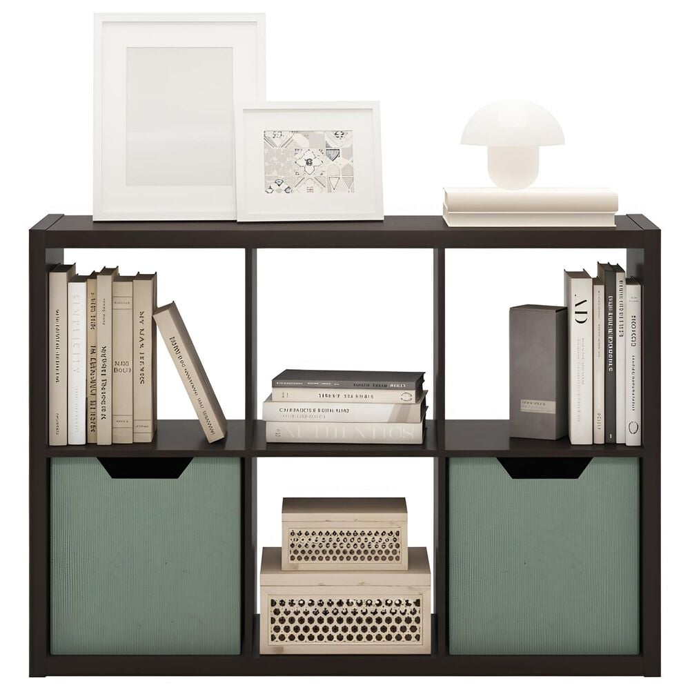 HOMLUX 6-Cube Reversible Open Back Bookshelf in Dark Oak, , large