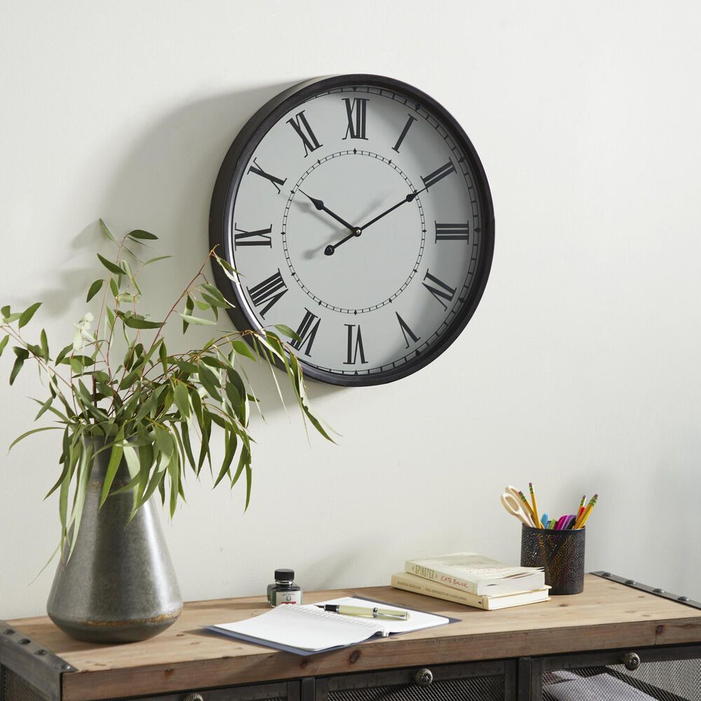 Maple and Jade 20&quot; Wall Clock in Black and White, , large