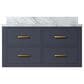 Lexora Home Castor 36" Single Bathroom Vanity in Blue with 2 cm White Carrara Marble Top and Rectangular Sink, , large