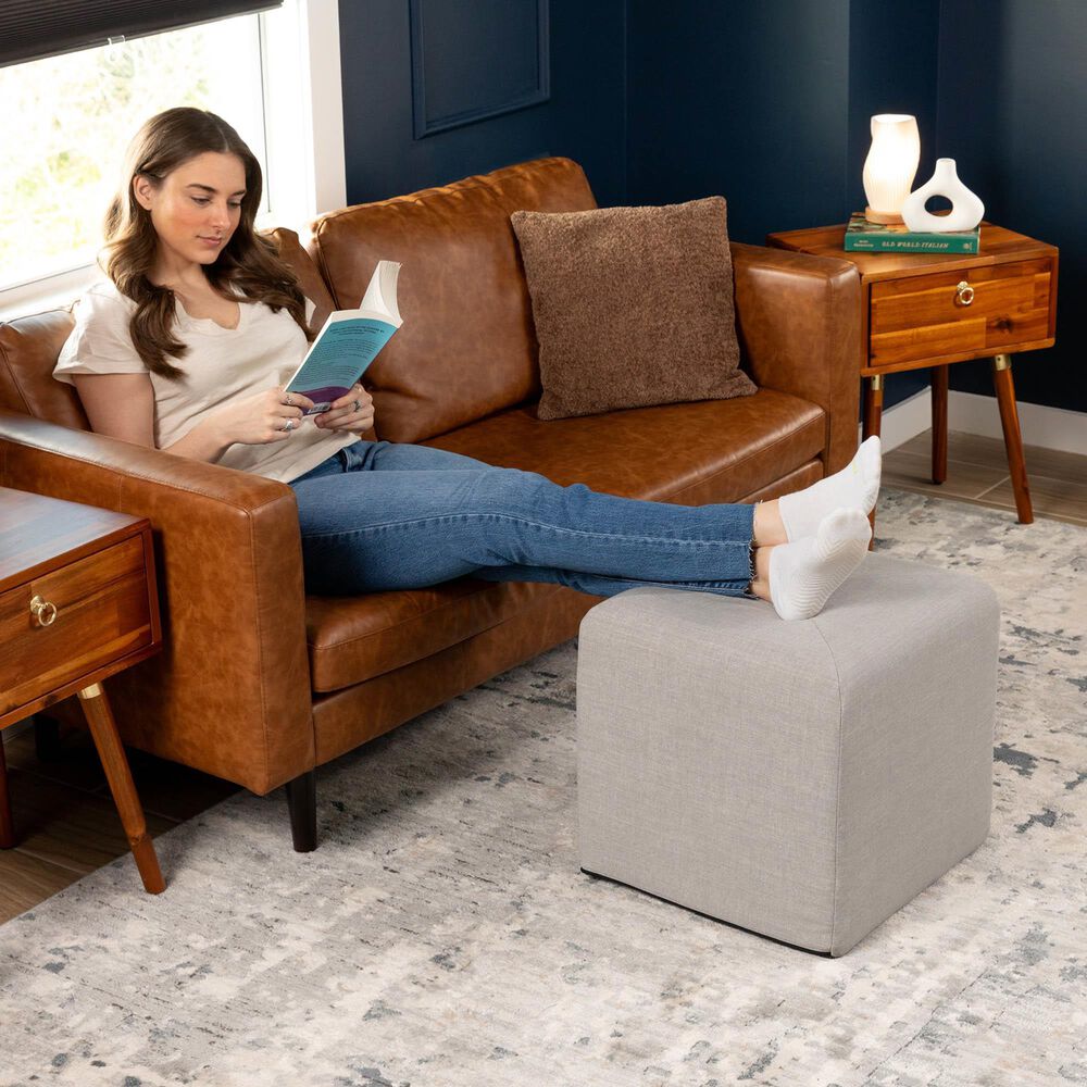 Jaxx Monroe Small Ottoman in Shark Grey, , large