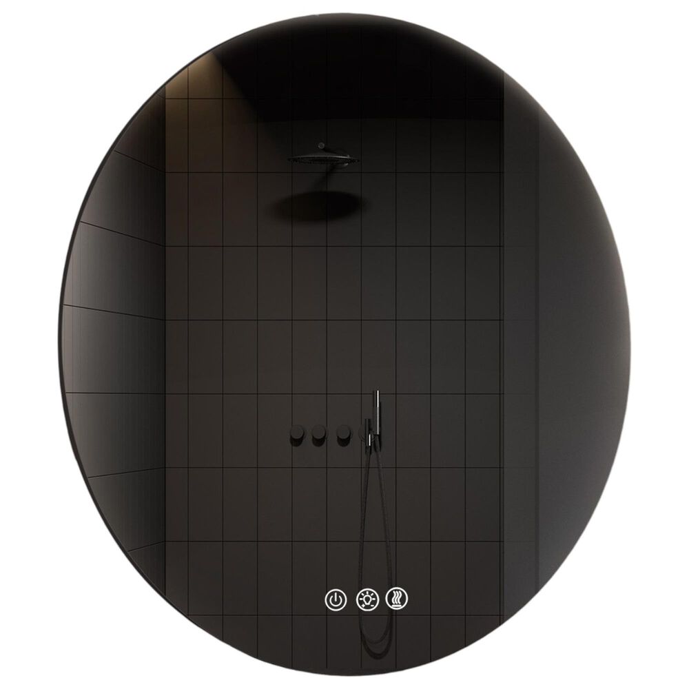 HOMLUX 36" Round Frameless LED Backlit Bathroom Vanity Mirror in Silver, , large