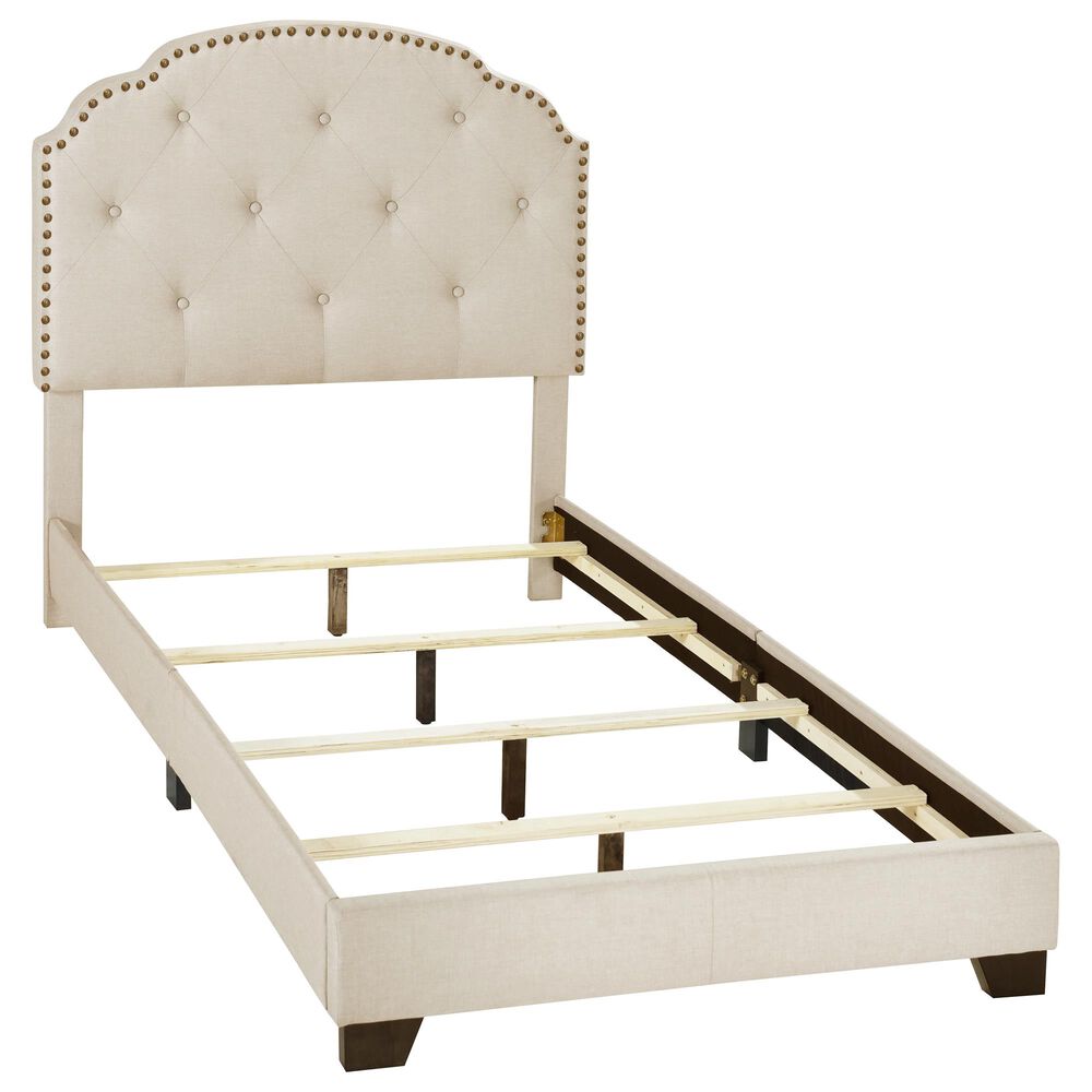 Accentric Approach Twin Upholstered Panel Bed in Cream, , large