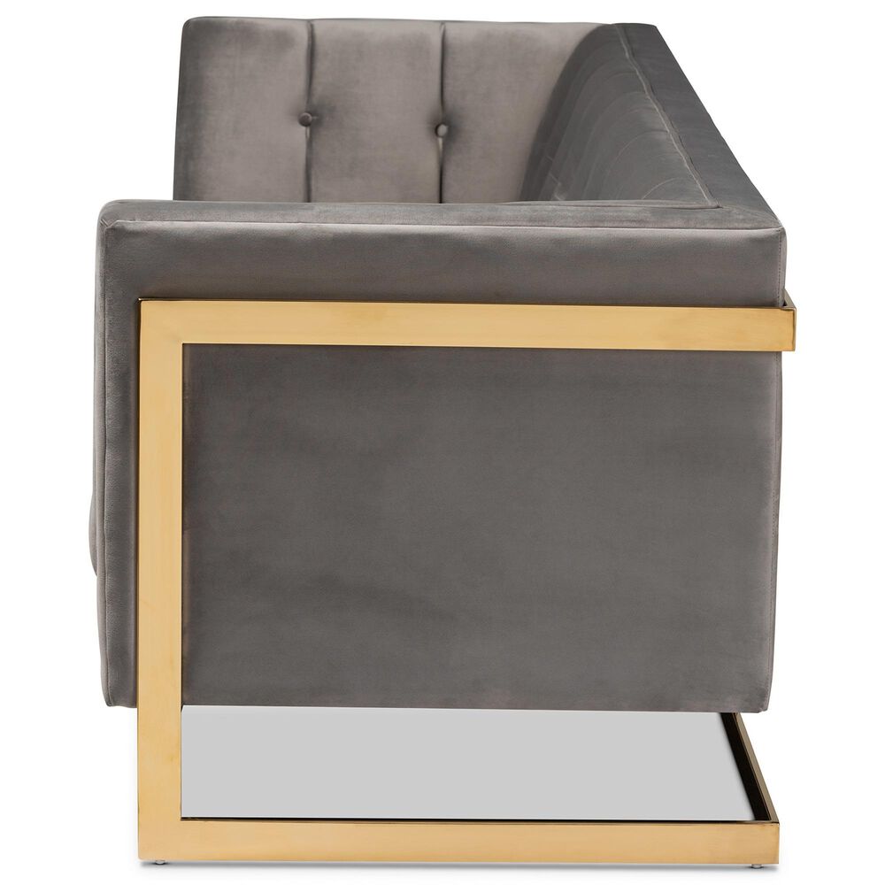 Baxton Studio Ambra Stationary Sofa in Grey Velvet, , large