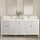 James Martin Vanities Myrrin 72" Vanity in Bright White with Single Hole 3 cm White Zeus Quartz Top & Backsplash, , large