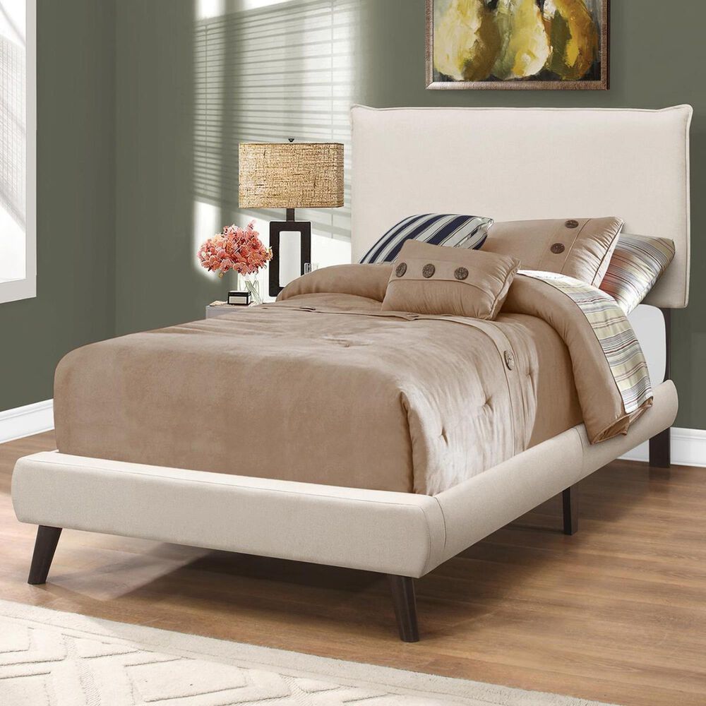 Monarch Specialties Twin Panel Bed in Beige, , large