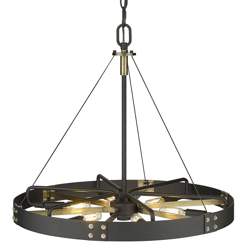 Golden Lighting Vaughn 6-Light Medium Pendant in Natural Black and Aged Brass, , large