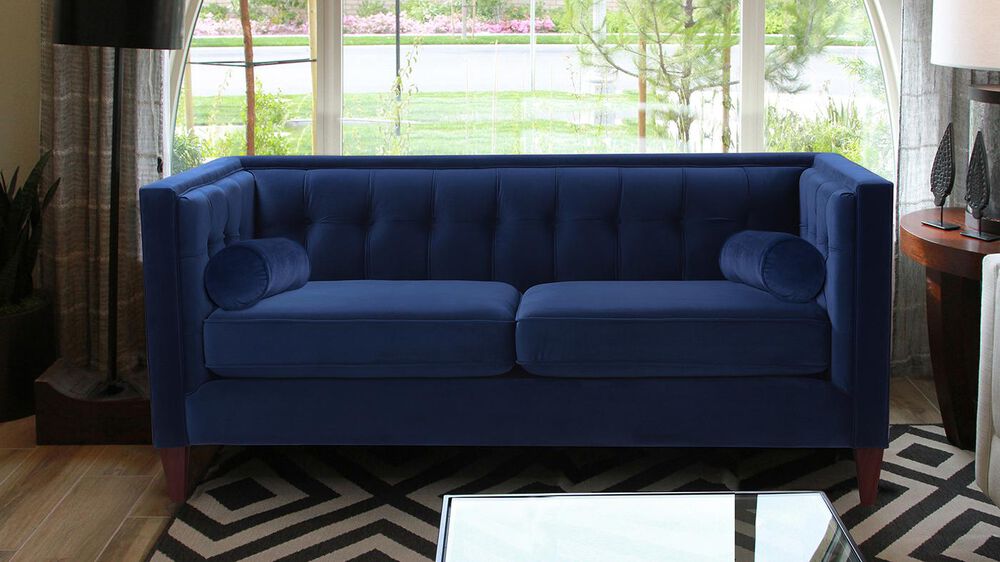 Jennifer Taylor Home Jack Tuxedo Loveseat in Navy Blue Nebraska Furniture Mart