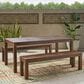 Hearth and Haven 3-Piece Outdoor Courtyard Table and Bench Set in Dark Brown, , large