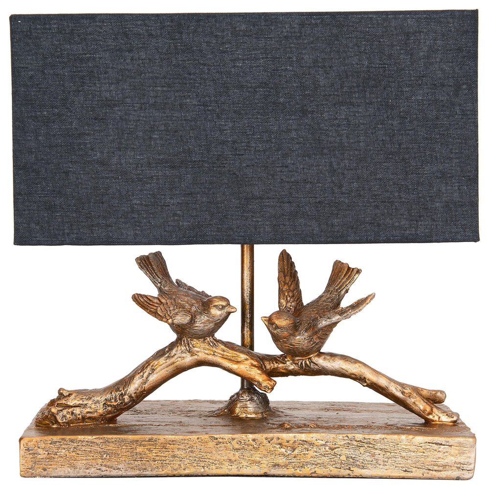 Creative Coop Bird Table Lamp with Rectangle Shade in Gold, , large