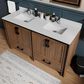 Lexora Home Ziva 60" Double Bathroom Vanity in Rustic Barnwood with 2 cm White Quartz Top and Rectangular Sinks, , large