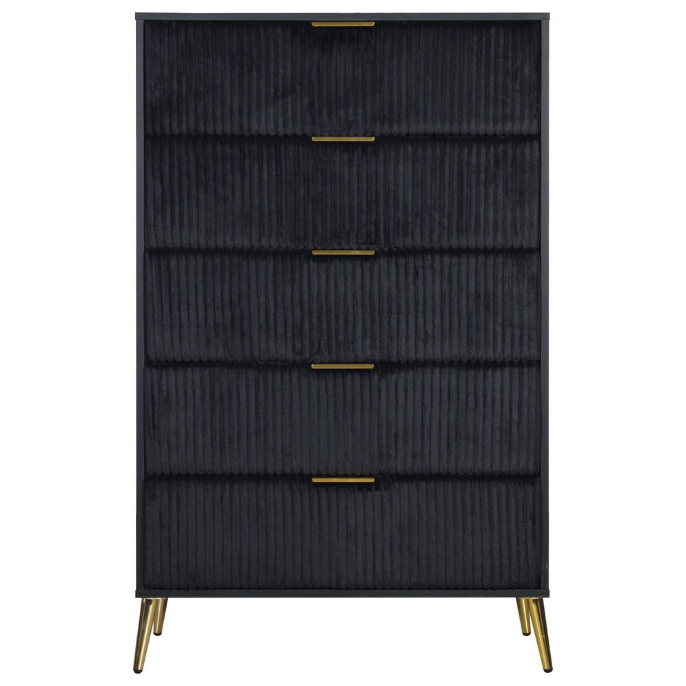 New Heritage Design Kailani 5-Drawer Chest in Black, , large