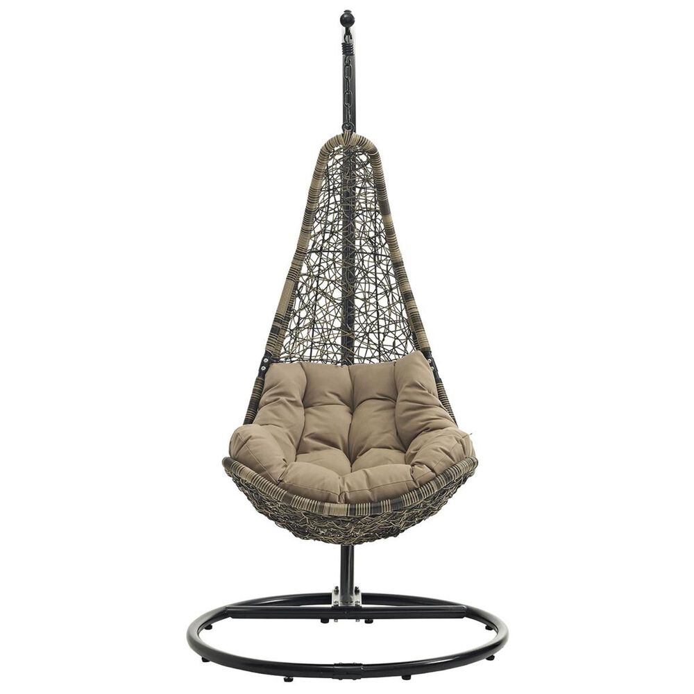 Modway Abate Outdoor Patio Swing Chair With Stand in Black and Mocha | Nebraska Furniture Mart