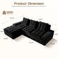 HOMLUX 2-Piece Left Facing Sectional with Chaise in Black, , large