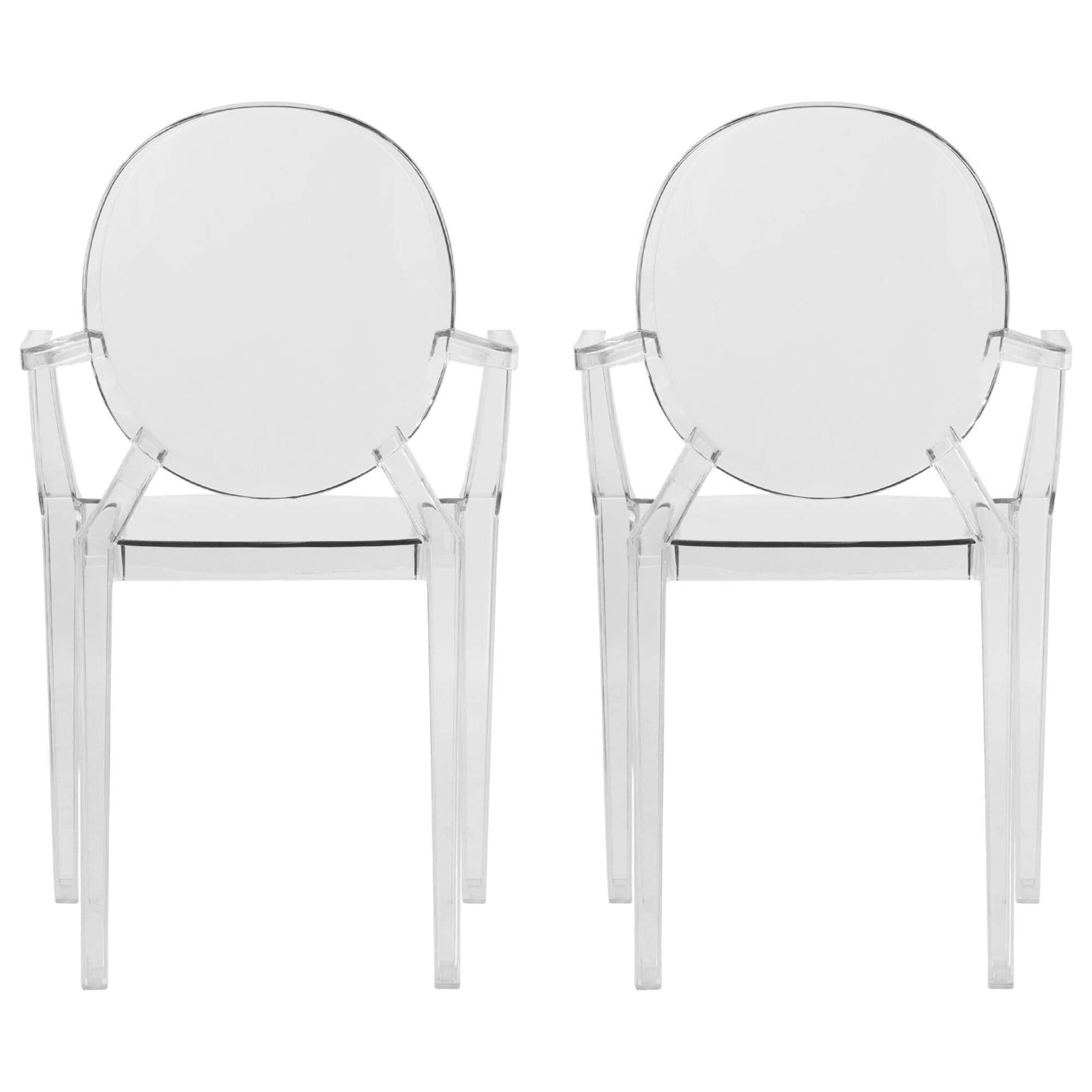 Leisuremod Carroll Acrylic Arm Chair in Clear Set of 2 NFM