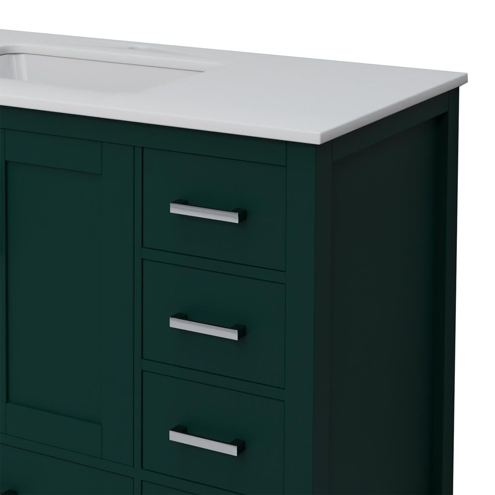 Lexora Home Jacques 48&quot; Single Bathroom Vanity in Green with 2 cm White Cultured Marble Top and Rectangular Sink, , large