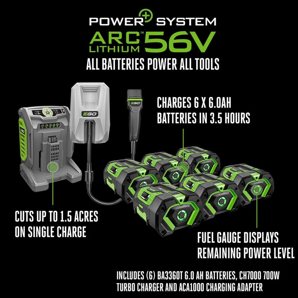 EGO 42&quot; T6 POWER+ Lawn Tractor with 6 x 6.0Ah Batteries, 700W Turbo Charger, and Charging Adapter, , large