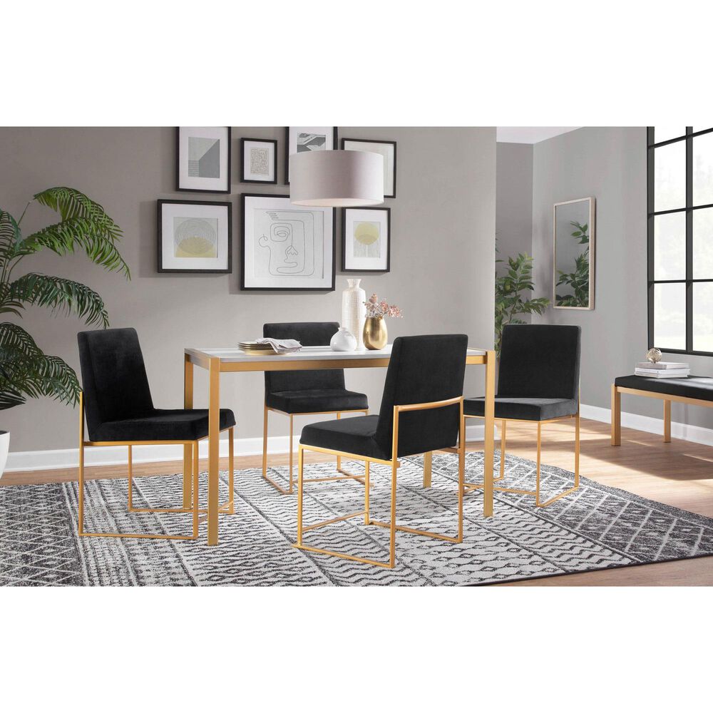 LumiSource Fuji Side Chair with Black Velvet Cushion in Gold (Set of 2), , large