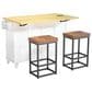 HOMLUX Farmhouse Kitchen Island with Drop Leaf and 2 Stools in White, Natural, Black and Rustic Brown, , large