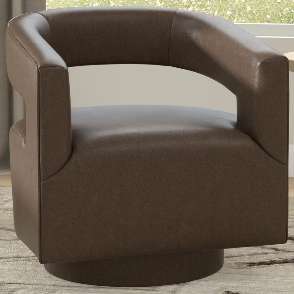 Golden Wave Furniture Brunco Swivel Chair in Dark Brown, , large